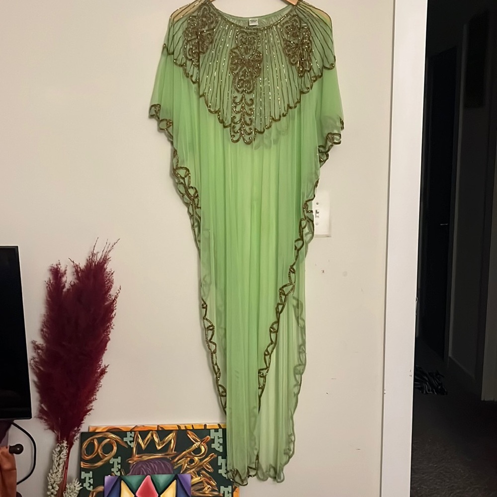 Absolute Gorgeous, Green Mesh Kaftan - image 1